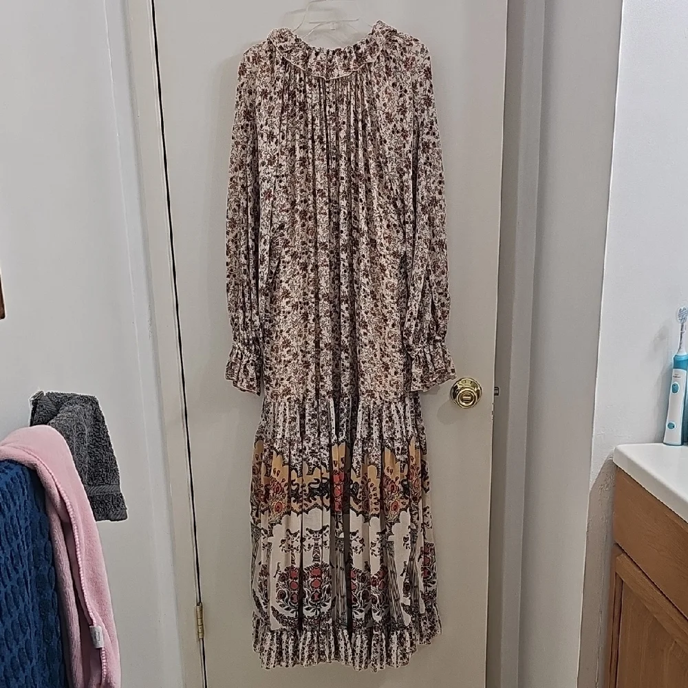 Free People Cream Floral Long Sleeve Maxi Dress - Picture 2 of 5